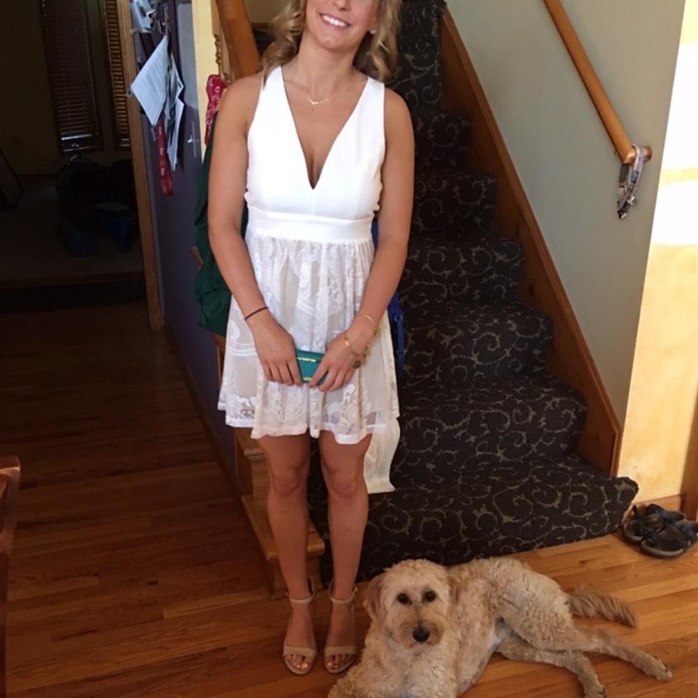 Cream and White Mini Dress
